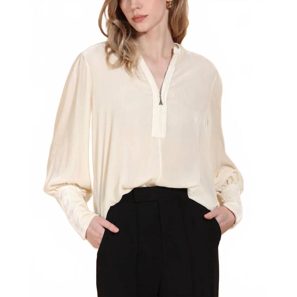 NEW JESSIE LIU silk velvet blouse in ivory
